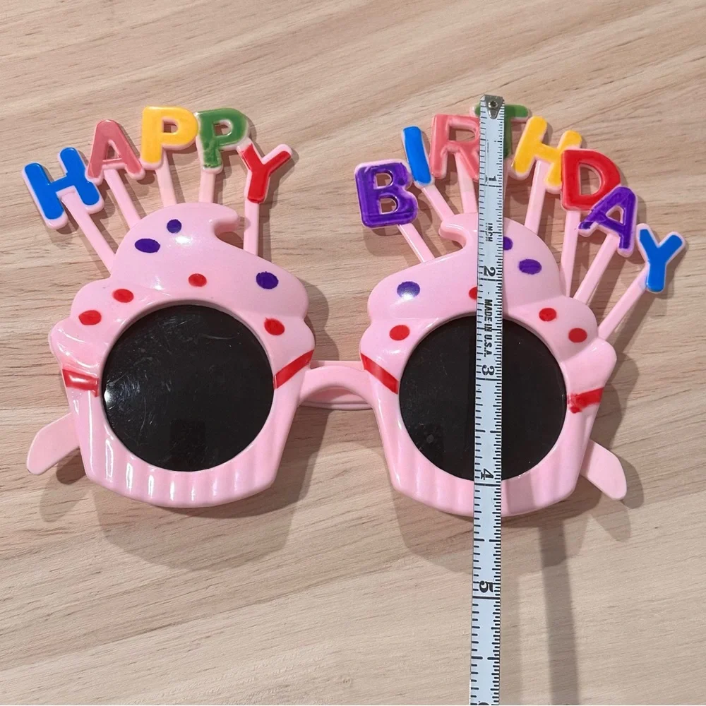 Kids Pink Happy Birthday Cupcake Novelty Glasses